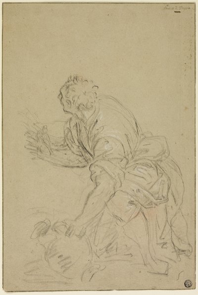 Mann kniend mit Krug (recto); Stehender Mann (verso) von Nicolas Poussin
