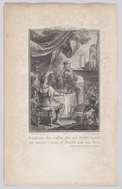 Canto 26, Strophe 39, aus Orlando Furioso, 1774 von Nicolas de Launay