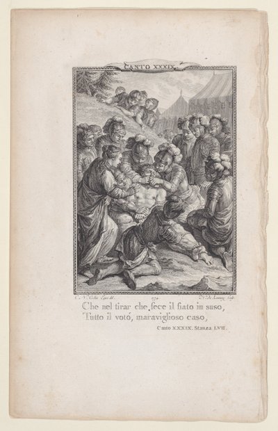 Canto 39, Strophe 57, aus Orlando Furioso von Nicolas de Launay