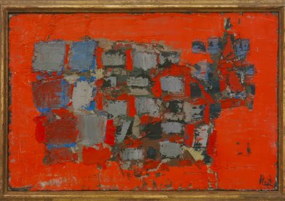 Komposition auf rotem Grund von Nicolas de Staël