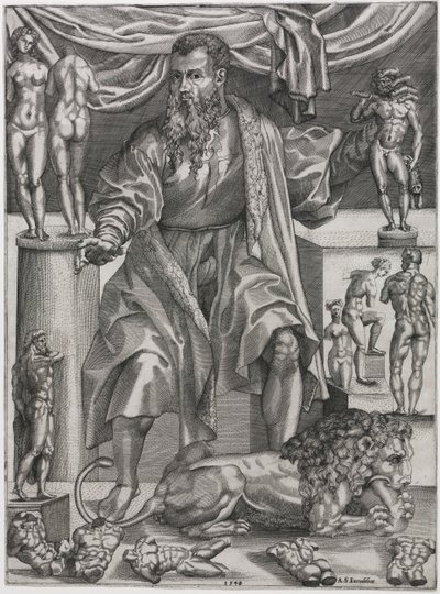 Porträt von Baccio Bandinelli mit Löwe von Nicolo della Casa