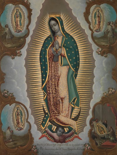 Die Jungfrau von Guadalupe mit den vier Erscheinungen, 1773 von Nicolás Enríquez
