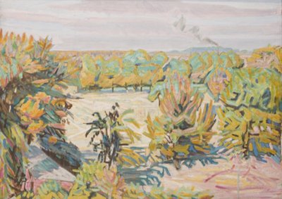 Ein Garten vom Wohnsitz des Künstlers aus gesehen. Herbst von Niels Larsen Stevns