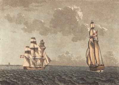 Ein wendendes Schiff und eine Galeere mit Seitenwind von Niels Truslew