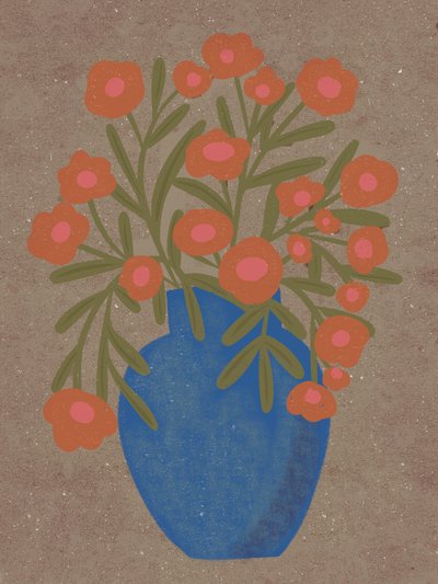 Rustikale Orange Blumen Vase von Nikita Jariwala