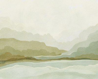 Aquarell-Bergtal von Nikita Jariwala