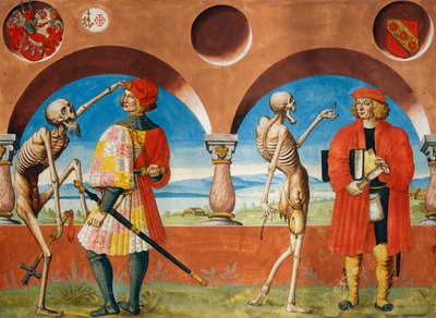 Der Tod, Ritter und Jurist aus dem Totentanz-Zyklus von Albrecht Kauw von Niklaus Manuel