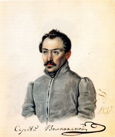 Porträt des Dekabristen Graf Sergey Volkonsky 1788-1865, 1837 von Nikolai Alexandrovich Bestuzhev