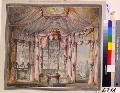 Inneneinrichtung für das Boudoir im Haus des Grafen Bezborodko in Moskau, 1790er Jahre von Nikolai Alexandrovich Lvov