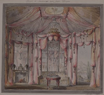 Inneneinrichtung für das Boudoir im Haus von Graf Bezborodko in Moskau, 1790er Jahre von Nikolai Alexandrovich Lvov