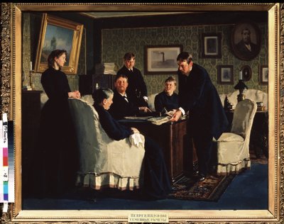 Die Familienkonten. Gemälde von Nikolai Wassiljewitsch Newrew (1830-1904), Öl auf Leinwand von Nikolai Vasilievich Nevrev