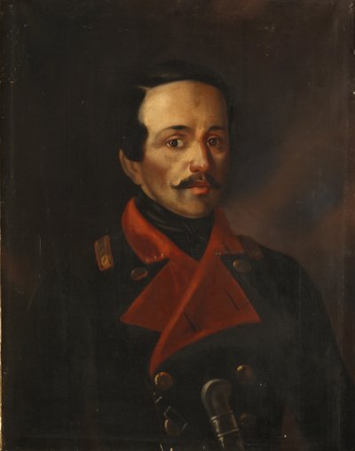 Porträt des Dichters Michail Lermontow, 1854-1858 von Nikolay Ivanovich Polivanov