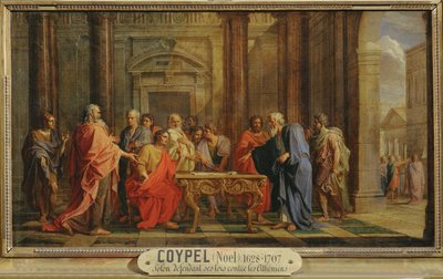 Solon verteidigt die Gerechtigkeit seiner Gesetze gegen die Einwände der Athener von Noël Coypel