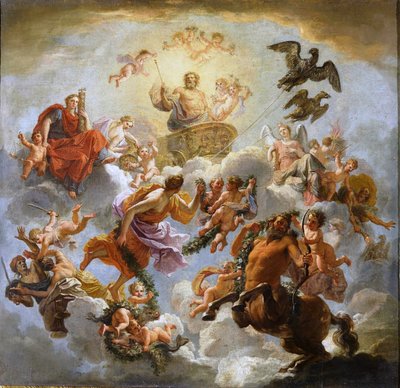 Jupiter im Wagen zwischen Gerechtigkeit und Frömmigkeit von Noël Coypel