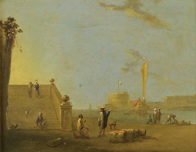 Hafenszene in einem spanischen Hafen von Norbert Joseph Carl Grund