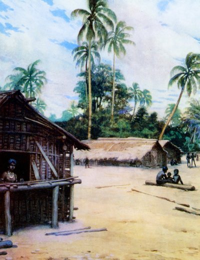 Ein Dorf auf den Salomonen, 1908 von Norman Hardy