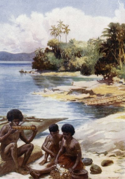 Essenszeit in Kwato, Britisch-Neuguinea von Norman Hardy