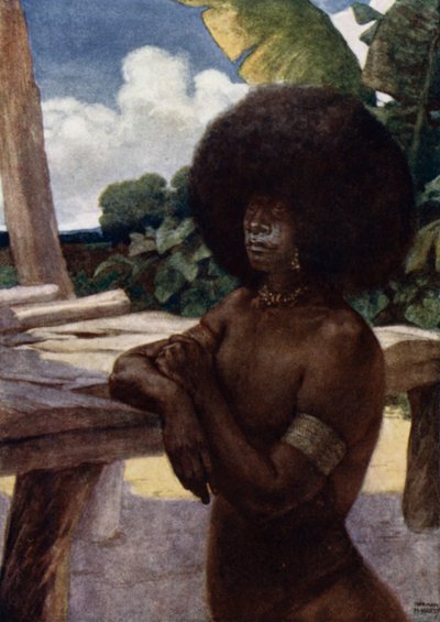 Einheimischer von Britisch-Neuguinea, zeigt die Art des Haartragens von Norman Hardy