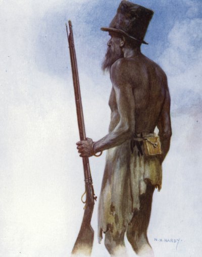 Alter Kannibalenhäuptling, den der Künstler auf der Insel Aoba, Neue Hebriden, traf von Norman Hardy