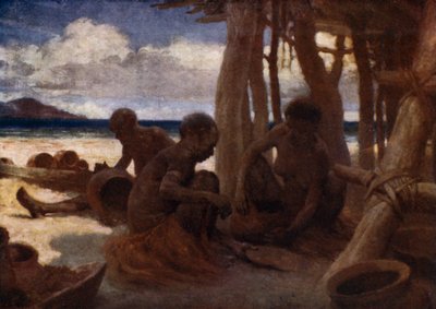 Alte Frauen machen Töpferwaren, Britisch-Neuguinea von Norman Hardy