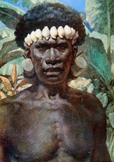 Porträt eines Kannibalen von den Salomonen, 1908 von Norman Hardy