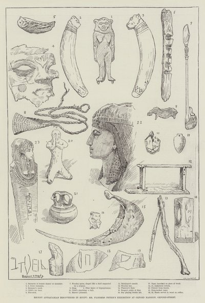 Jüngste antiquarische Entdeckungen in Ägypten, Mr. Flinders Petries Ausstellung im Oxford Mansion, Oxford-Street von Norman Hardy