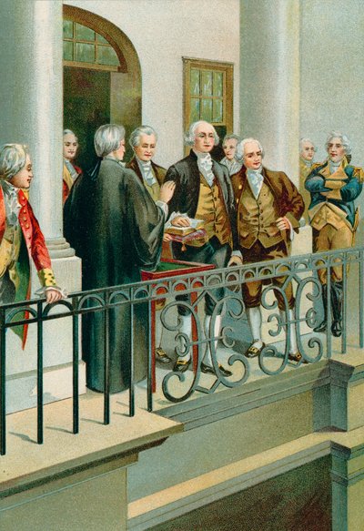 George Washington legt den Amtseid als Präsident ab von North American