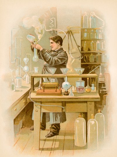 Thomas Edison in seinem Labor von North American