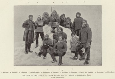 Die Besatzung der Fram nach ihrem zweiten Winter, etwa 24. Februar 1895 von Norwegian Photographer