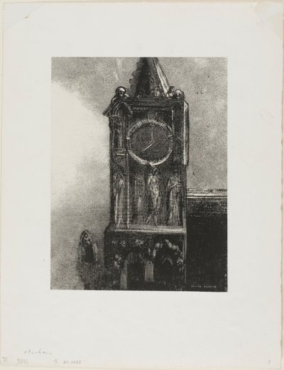 Eine Glocke im Turm schlug die Stunde, Platte 4 aus Edmond Picards Le Jure von Odilon Redon