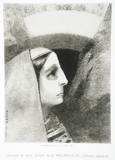 An Edgar Poe (Vor der schwarzen Sonne der Melancholie erscheint Lénore) von Odilon Redon
