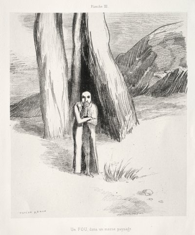 Ein Verrückter in einer düsteren Landschaft von Odilon Redon