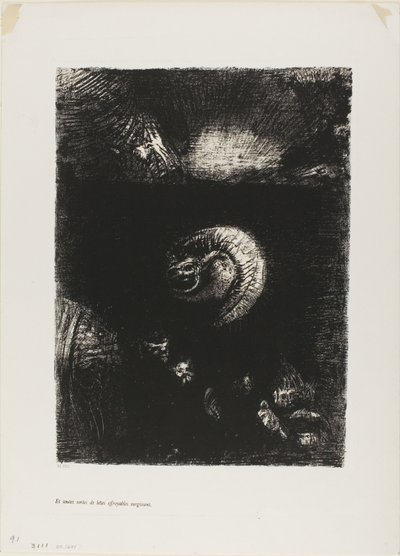 Und alle möglichen schrecklichen Kreaturen entstehen, Platte 8 von 10 von Odilon Redon