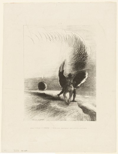Unter dem Flügel eines Schattens biss die schwarze Kreatur energisch, Platte 4 von 6 von Odilon Redon