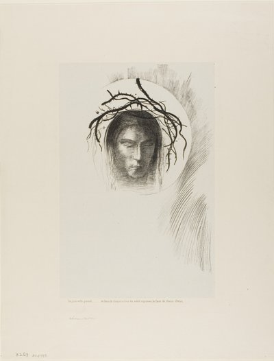 Der Tag erscheint endlich,...und im Sonnenscheibe leuchtet das Gesicht von Jesus Christus, Platte 24 von 24 von Odilon Redon