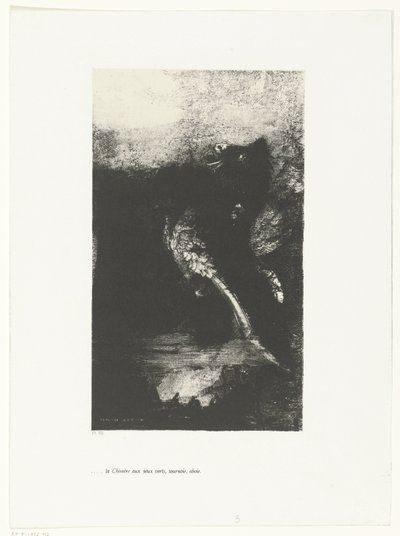 Die Chimäre mit grünen Augen, schreiend, sich drehend von Odilon Redon