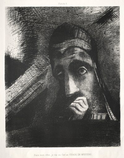 Hommage an Goya: In meinem Traum sah ich am Himmel ein geheimnisvolles Gesicht, 1885 von Odilon Redon