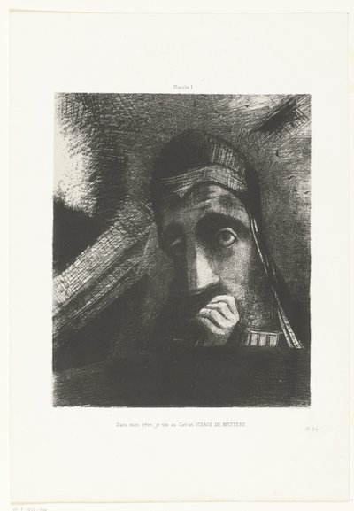 Ich sah in meinem Traum ein mysteriöses Gesicht am Himmel von Odilon Redon