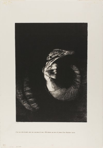 Es ist ein Schädel, umwunden mit Rosen... von Odilon Redon
