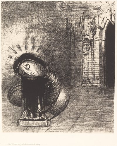 Eine lange Chrysalis, die Farbe des Blutes von Odilon Redon