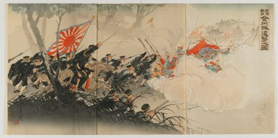 Schlacht bei Jinzhou, Meiji-Ära, 1894 von Ogata Gekko