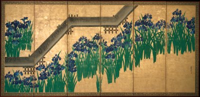 Schwertlilien bei Yatsuhashi (Acht Brücken) von Ogata Korin