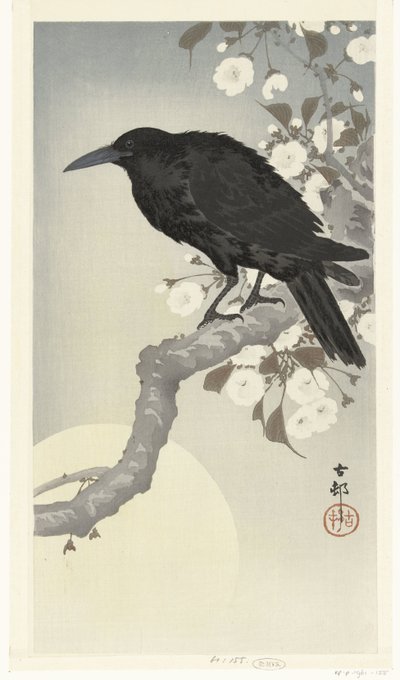 Krähe bei Vollmond von Ohara Koson