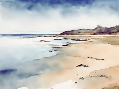 Serene Küsten-Aquarell von Ohkimiko