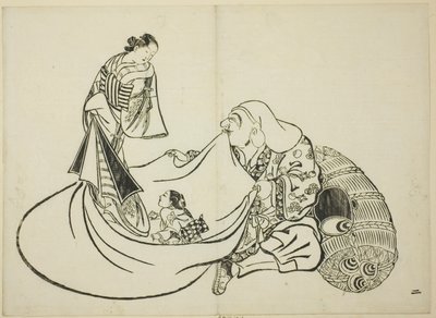 Daikoku enthüllt den Inhalt von Hoteis Tasche, Nr. 2 aus der Serie von 12 Drucken von Okumura Masanobu