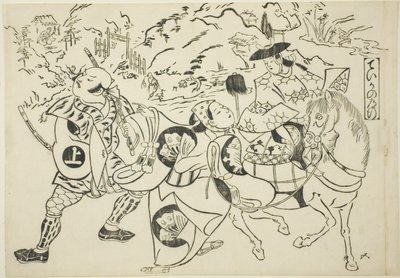 Teikas Reise (Taika no michiyuki), aus der Serie "Berühmte Szenen aus japanischen Puppenspielen (Yamato irotake)" von Okumura Masanobu