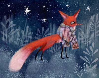 Verspielter Fuchs im Karo von Olga Skomorokhova