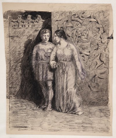 Mann und Frau, Motiv aus der nordischen Antike von Oluf Hartmann