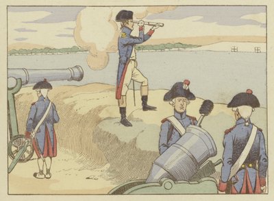 Als Leutnant in Valence im Jahr 1785 beobachtete Napoleon Artillerieübungen von Onfray de Breville Job
