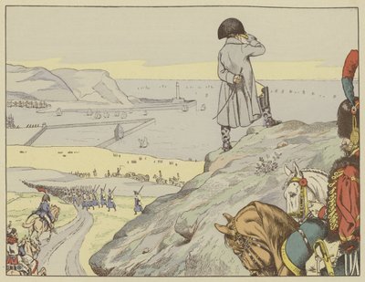 Im Lager von Boulogne blickte Napoleon ständig über den Kanal nach England, September 1803 von Onfray de Breville Job